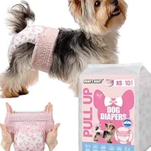 Dono Disposable Pull It Up Female Dog Diapers, 360° Stretchy Waist Puppy Diapers - Picture 1 of 1